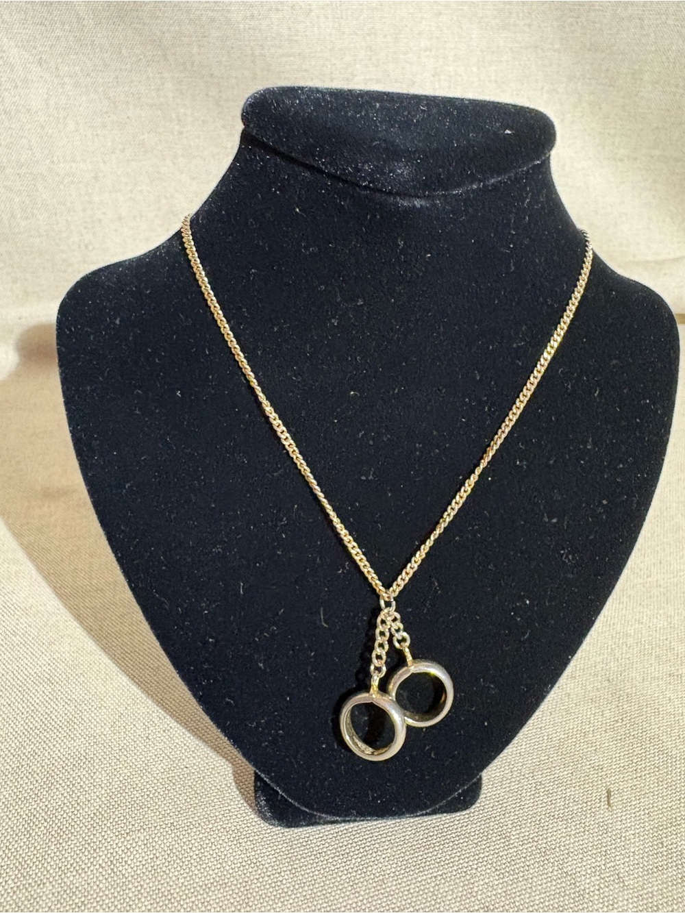 Gold Double Ring Pendant Necklace - Women Jewelry